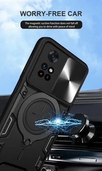 Приталенный Кольцевой Держатель Крышка Объектива Камеры Противоударный Магнитный Автомобильный Держатель Защитный Чехол Для Xiaomi Poco M4 Pro 4G Чехол Для Телефона 2