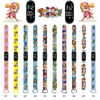 Светодиодные электронные часы Paw Patrol, модный красочный браслет, сенсорный водонепроницаемый ремешок с персонажем аниме покемоном, детские часы 1