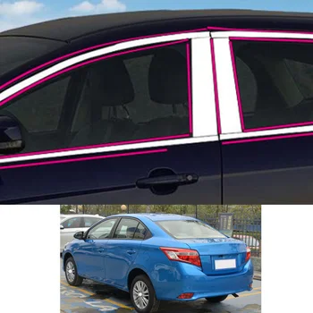 Для Toyota Vios/Yaris Седан 2014 2015 2016 2017 2018 Автомобильная наклейка, украшающая окно стойки, Средняя полоса, Отделка рамы, Детали капота 1