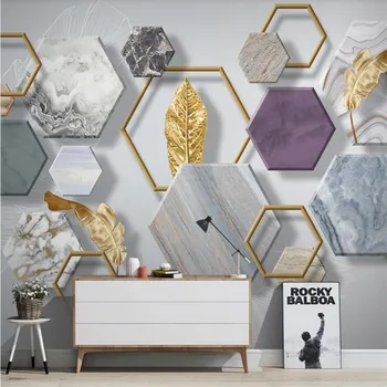 Пользовательские 3D обои фотообои Скандинавский минимализм геометрия камня сусальное золото ТВ фон стена гостиная фреска 3d обои 1