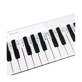 Наклейка для фортепианных нот, Силиконовая цветная универсальная съемная наклейка для клавиатуры (коробка из ПВХ) 61 клавиша 1