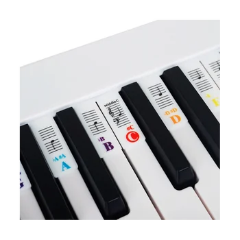 Наклейка для фортепианных нот, Силиконовая цветная универсальная съемная наклейка для клавиатуры (коробка из ПВХ) 61 клавиша 2