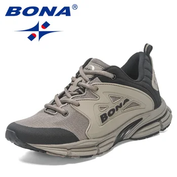 BONA 2023 Новая Дизайнерская Дышащая обувь для прогулок на открытом воздухе, мужские кроссовки для отдыха, Мягкая повседневная обувь, Мужская Черная Удобная обувь 1