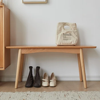 Бытовой обеденный стол из массива дерева бук табурет скандинавский простой современный домашний табурет для обуви в спальне 1