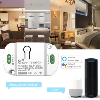 1 ~ 20ШТ Умный переключатель Wi-Fi Tuya Smart Life App Control Timer Автоматизация умного дома Голосовое управление Работает с Alexa Google Home 2