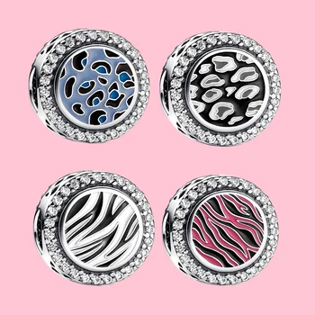 Серебряные круглые полосатые бусины-шармы 925 пробы Подходят для пар Pandora, браслетов, ожерелий, ювелирных изделий, подарков, сделанных своими руками