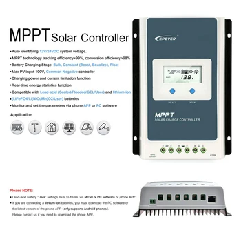 EPEVER Tracer MPPT Солнечный Контроллер Заряда 40A 30A 20A 10A Солнечный Регулятор С ЖК-Дисплеем 12V 24V Аккумулятор Автоматическая Высокая Эффективность 2