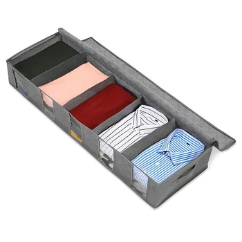 Выдвижной ящик для хранения под кроватью с нижней опорой, пылезащитный и влагостойкий. Может использоваться для хранения одежды, постельных принадлежностей, игрушек. 1