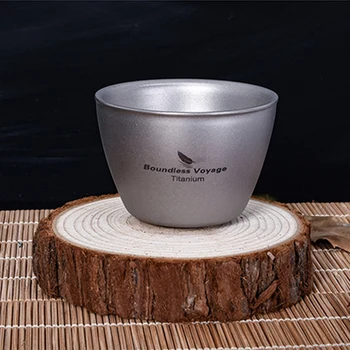Безграничный вояж Титановая Походная Чайная чашка с Двойными стенками 40 мл Посуда для путешествий на открытом воздухе Винная Кружка Посуда для напитков Мини-чашка