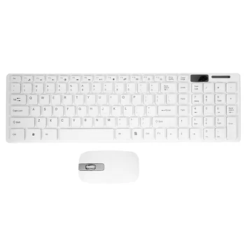 Беспроводная Тонкая Белая Клавиатура + Набор Беспроводной Оптической Мыши для ПК и Ноутбука