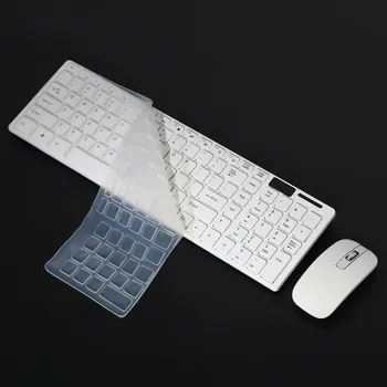 Беспроводная Тонкая Белая Клавиатура + Набор Беспроводной Оптической Мыши для ПК и Ноутбука 2