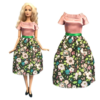 NK 1 шт Новая повседневная одежда, модное платье для куклы Барби, юбка с цветочным рисунком, одежда для кукол, аксессуары для детских игрушек 1
