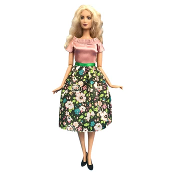 NK 1 шт Новая повседневная одежда, модное платье для куклы Барби, юбка с цветочным рисунком, одежда для кукол, аксессуары для детских игрушек 2