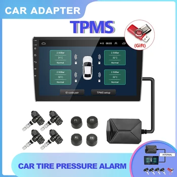 Система мониторинга давления в автомобильных шинах USB TPMS для автомобильного навигационного плеера Android с четырьмя датчиками беспроводной передачи 5 В 1