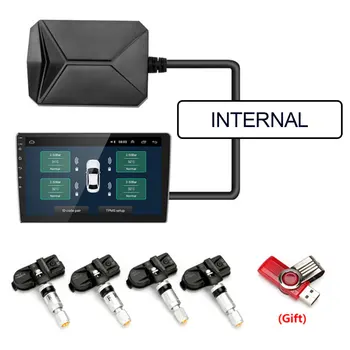 Система мониторинга давления в автомобильных шинах USB TPMS для автомобильного навигационного плеера Android с четырьмя датчиками беспроводной передачи 5 В 2