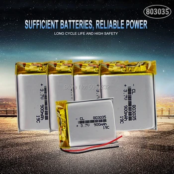 900 мач 3,7 В 803035 Полимерно-литиевая Аккумуляторная батарея для GPS mp3 mp4 mp5 power bank Bluetooth динамик звук 1