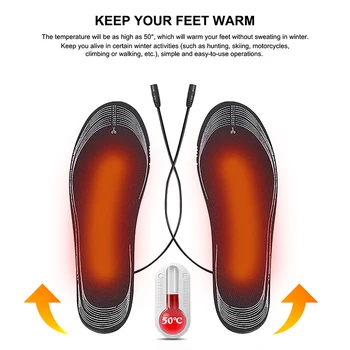 Стельки для обуви с USB-подогревом, коврик для теплых носков для ног, Стельки с электрическим подогревом, Моющиеся Теплые Термостельки, Зимние стельки Унисекс 1