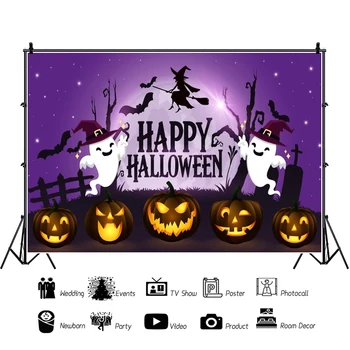 Счастливого Хэллоуина, фоны для фотосъемки, фонарь из ведьминой тыквы, детская фотография, декор для вечеринки, реквизит для фотостудии 2