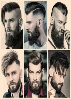 Деловые прически для мужчин с бородой, плакат, Ностальгические винтажные наклейки на крафт-бумаге, декор стен парикмахерской, роспись 1