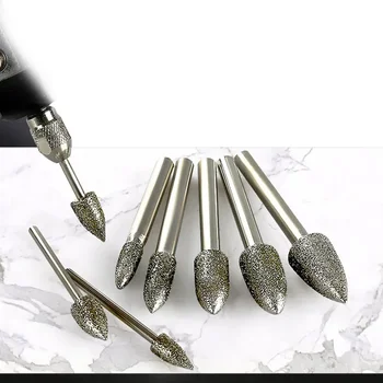 Алмазная шлифовальная головка для вырезания пули Шлифовальный стержень для резьбы по гранитному камню, рельефная надпись, полировальный инструмент для Dremel Rotary Tool 1
