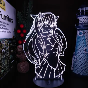 Судьба/Stay Night Tohsaka Rin Аниме 3D LED Иллюзионная Лампа Ночники Lampara для Домашнего Декора Настольная Лампа Коллекционер Изменение Цвета 1