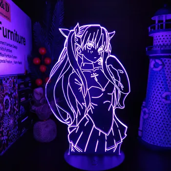 Судьба/Stay Night Tohsaka Rin Аниме 3D LED Иллюзионная Лампа Ночники Lampara для Домашнего Декора Настольная Лампа Коллекционер Изменение Цвета 2