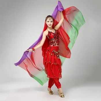 Шелковая вуаль для танца живота, Наброшенный на руку Шарф, Шелковый шарф для танца живота Градиентного цвета 1