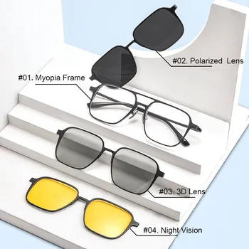 Оправа для очков из чистого титана, алюминия и магния, Мужские Поляризованные линзы Nignt Vision 3D, мужские Классические Солнцезащитные очки для вождения UV400 2