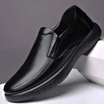 Мужская обувь из натуральной кожи + микрофибры 38-47, Мягкие Противоскользящие Резиновые Лоферы, Мужская Повседневная Кожаная обувь 2023 2