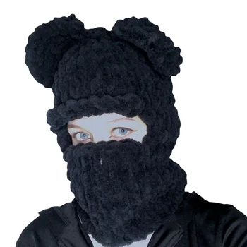 Y2k шапка для женщин, осенне-зимние вязаные шапки с милым медведем, теплые утолщенные шапочки из овечьего флиса, женская дорожная шапочка, шапочка-бини купить онлайн / Шляпы и кепки ~ Manhattan-realt.ru 11