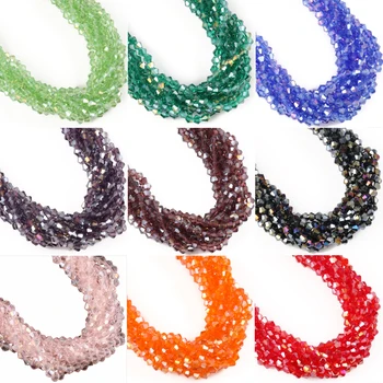 4 мм Многоцветная граненая бусина из австрийского хрусталя Rondelle Glass, рассыпчатые биконовые бусины для изготовления ювелирных изделий, браслет, ожерелье, серьги 