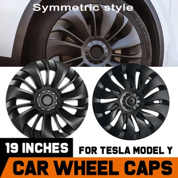 Автомобильные аксессуары 4PCS HubCap Performance для Tesla Model Y В симметричном стиле, горячая распродажа, Матовый Черный, высокое качество