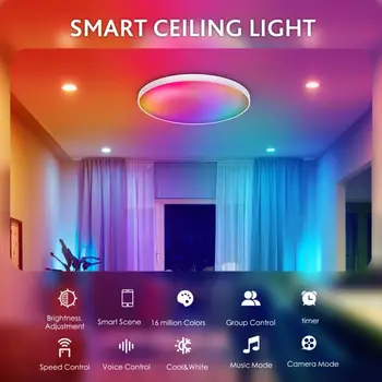 Умная Лампа Работает С Alexa Google Assistant App Control Голосовым Управлением Rgb Dimmable Smart Home Wifi Smart Led Потолочный Светильник 1