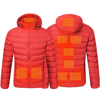 Куртка с подогревом, теплый жилет, 9 зон, технология нагрева, интеллектуальный контроль температуры, питание от USB, Красный, синий, черный