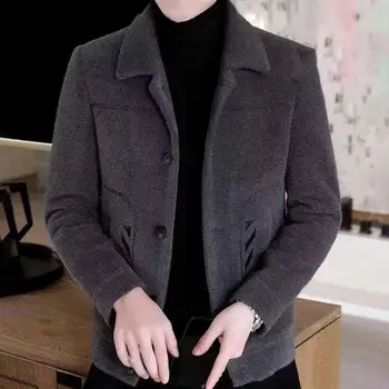 Зимняя куртка с бархатной подкладкой, утепленная приталенная мужская куртка с отворотами, боковые карманы, классика для мужчин, для мужчин 2
