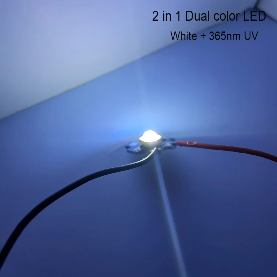 3 Вт 2в1 двухцветный светодиодный белый 6500 К + 365 нм 395нм 680 нм 940 нм 1050 нм светодиод Высокой мощности Светодиодный светильник из бисера DC4.5-5.4 В Изображение 5