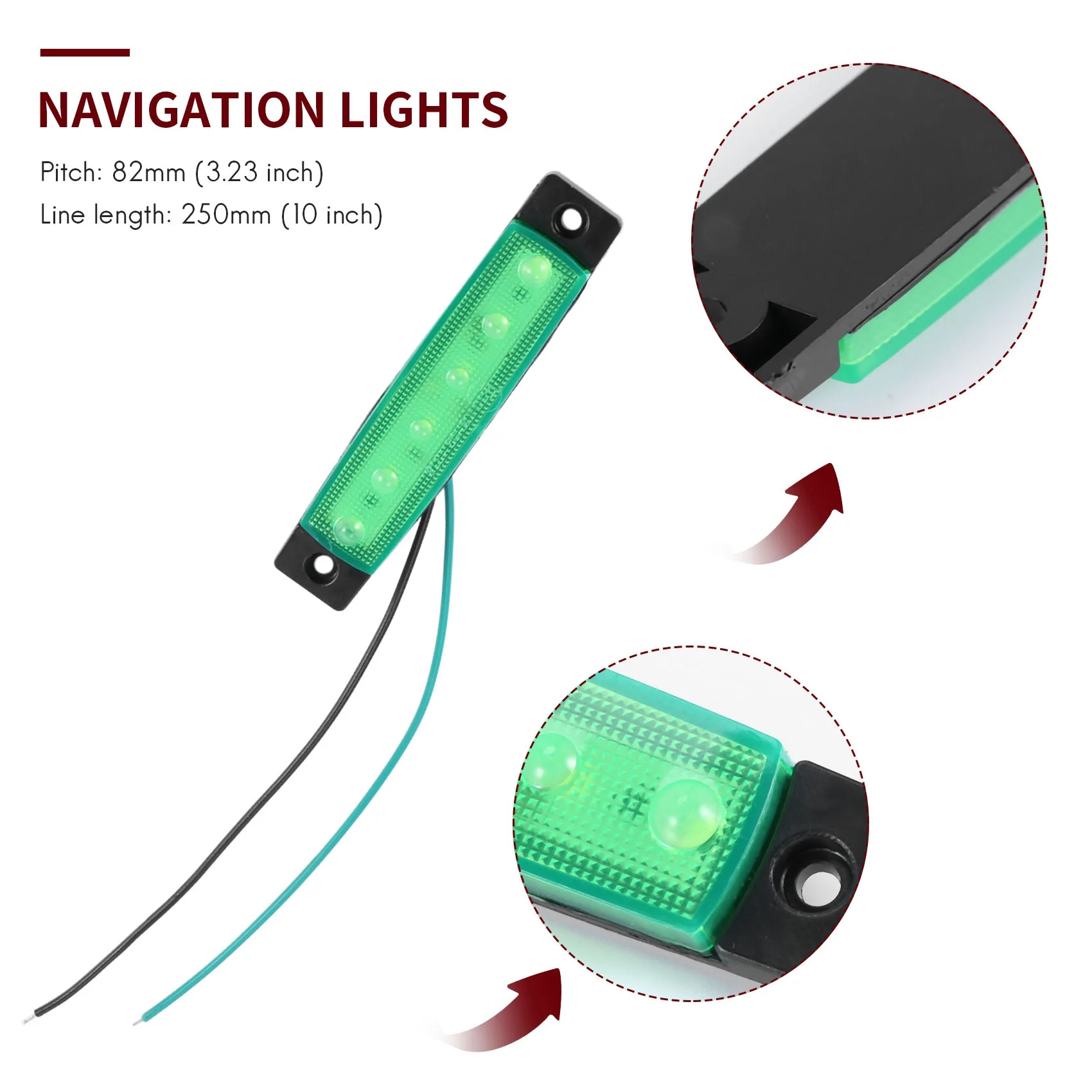 4шт красно-зеленых светодиодных фонарей для навигации по правому борту 12 В на корме Изображение 5