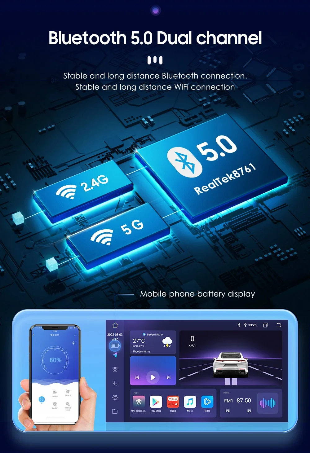 Hizpo 9 Дюймов 2 Din Android Auto Автомагнитола для Chevrolet Onix 2012-2019 WIFI Navi GPS CarPlay 2din Мультимедийный плеер Стерео DSP Изображение 3