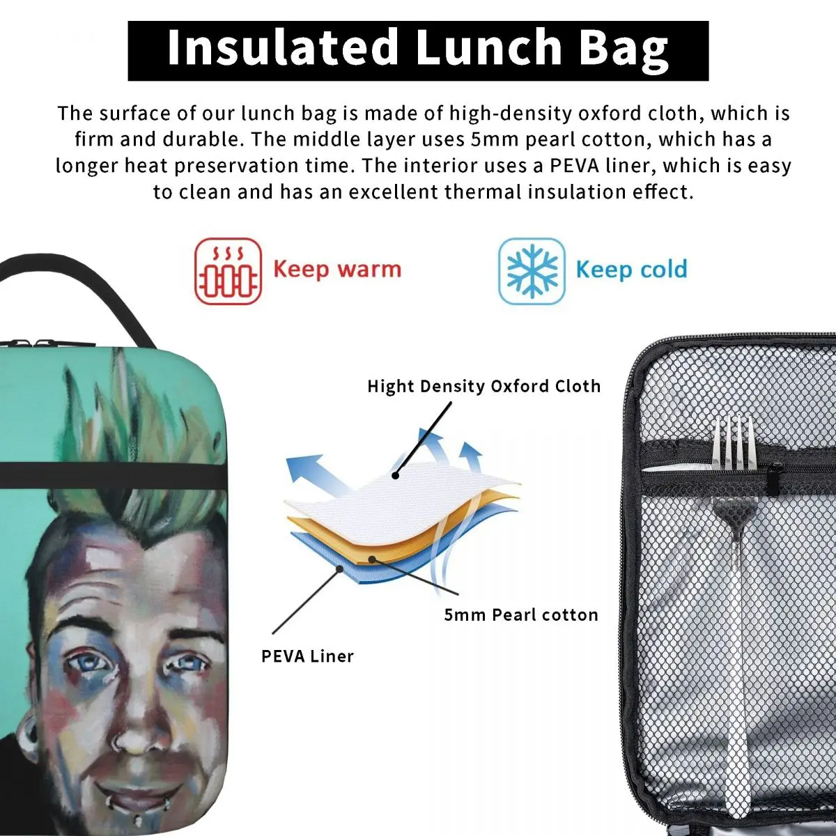 Tigs Lunch Tote Сумка для Ланча с Термосумками Thermo Cooler Bag Изображение 4