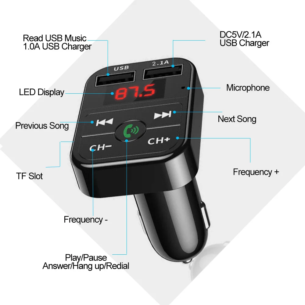 Автомобильный FM-передатчик Bluetooth 5.0 с громкой связью для Chevrolet Niva Spark Orlando Captiva Epica Cruze Aveo Lacetti Sonic Изображение 4
