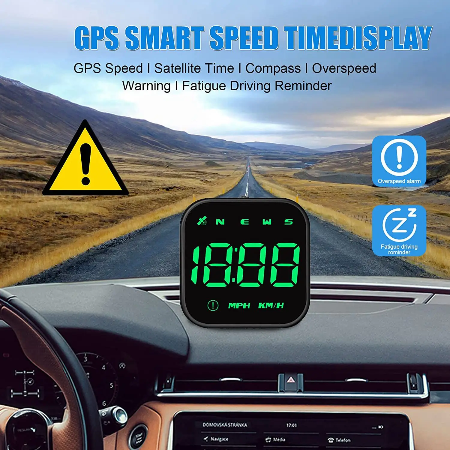 Автомобильный Головной Дисплей GPS Спидометр со Скоростью миль в час, Автосигнализация о Превышении Скорости Напоминание Об Усталости При Вождении для всех Автомобилей Мотоциклов Изображение 3