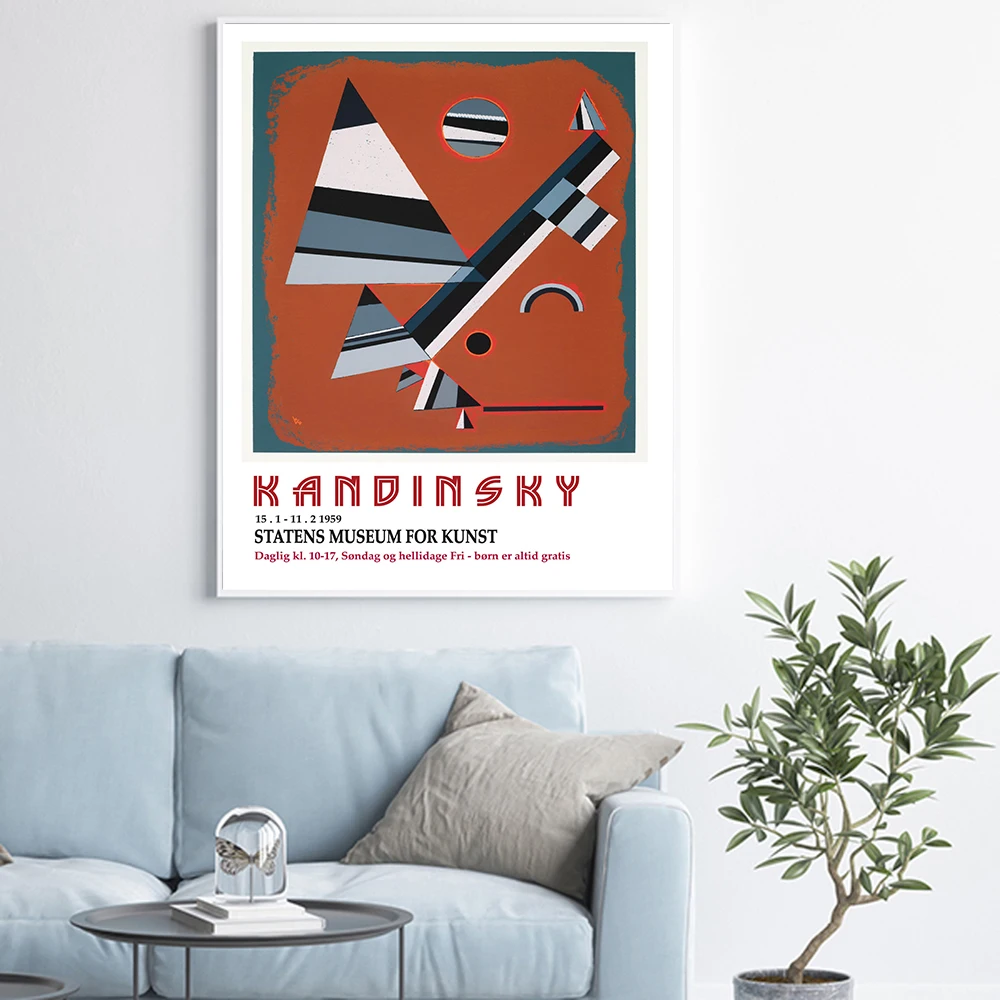 Винтажный плакат Василия Кандинского 1959 года, галерея, художественная выставка, музей, печать на холсте, Абстрактная живопись, Украшение стен Изображение 4