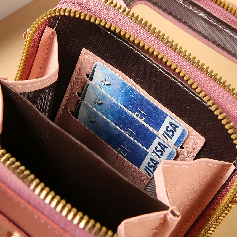 Женская сумочка для мобильного телефона с сенсорным экраном, мягкие кожаные сумки через плечо, кошельки, сумочка на ремне для женщин, дешевые женские сумки Изображение 3