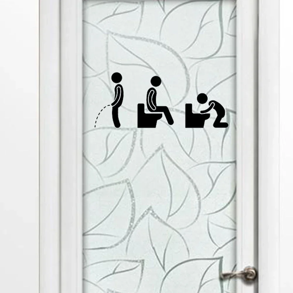 Забавный Знак Туалета Наклейки Фон Труд Наклейка Может Быть Удален Декор Двери Наклейки На Стены Ванной Комнаты Искусство Водонепроницаемый Творческий Изображение 1