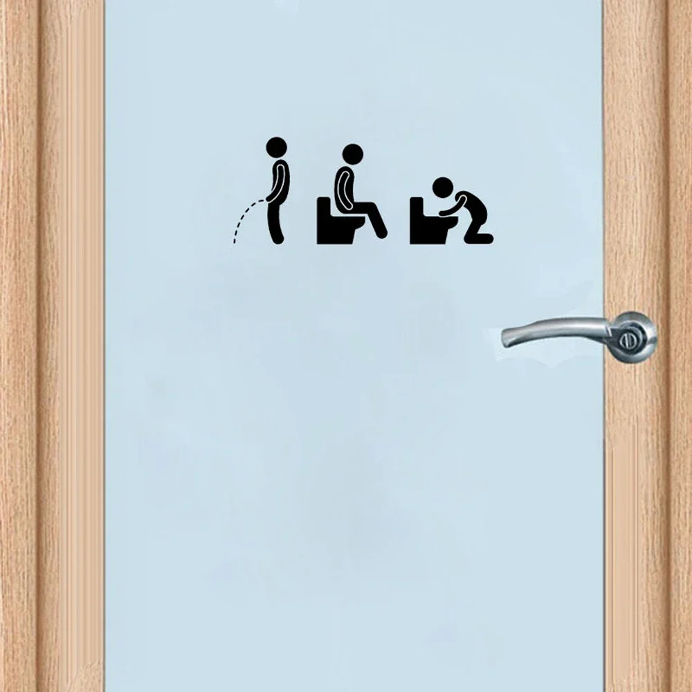 Забавный Знак Туалета Наклейки Фон Труд Наклейка Может Быть Удален Декор Двери Наклейки На Стены Ванной Комнаты Искусство Водонепроницаемый Творческий Изображение 2