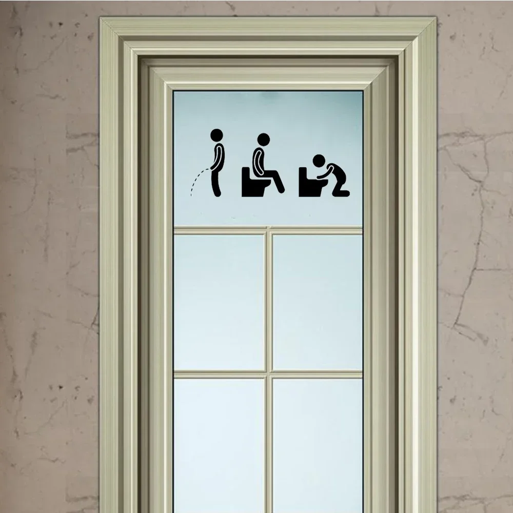 Забавный Знак Туалета Наклейки Фон Труд Наклейка Может Быть Удален Декор Двери Наклейки На Стены Ванной Комнаты Искусство Водонепроницаемый Творческий Изображение 3