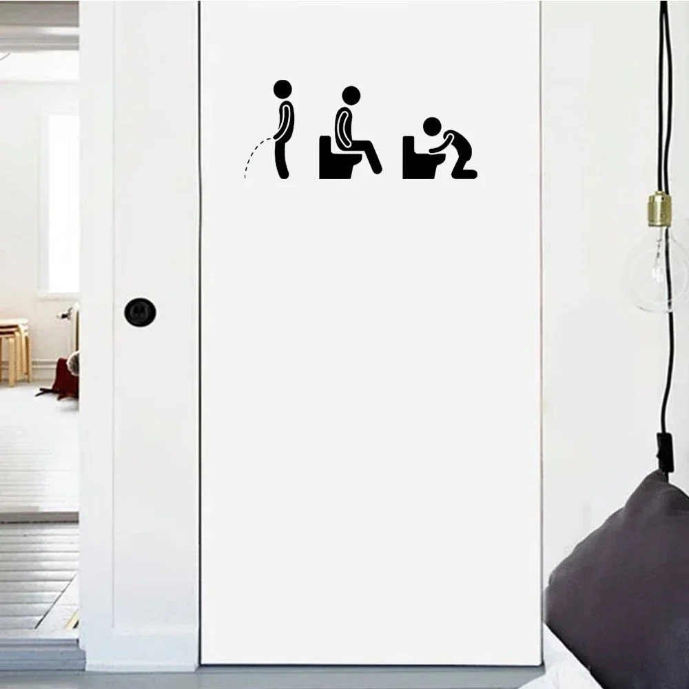 Забавный Знак Туалета Наклейки Фон Труд Наклейка Может Быть Удален Декор Двери Наклейки На Стены Ванной Комнаты Искусство Водонепроницаемый Творческий Изображение 4