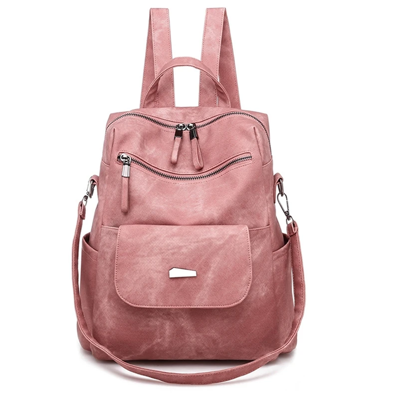 Кожаный рюкзак, женская сумка через плечо, винтажные дорожные рюкзаки для школьников, подростков, девочек, рюкзак для женщин, Mochila Feminina Изображение 1