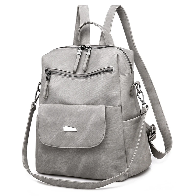 Кожаный рюкзак, женская сумка через плечо, винтажные дорожные рюкзаки для школьников, подростков, девочек, рюкзак для женщин, Mochila Feminina Изображение 2