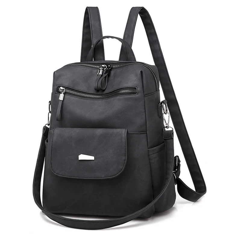 Кожаный рюкзак, женская сумка через плечо, винтажные дорожные рюкзаки для школьников, подростков, девочек, рюкзак для женщин, Mochila Feminina Изображение 3